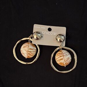 Chico's Gold and Cream Dangle Earrings